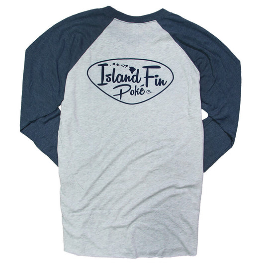 Hawaiian Style Raglan Tee - White | Indigo - LAST CHANCE