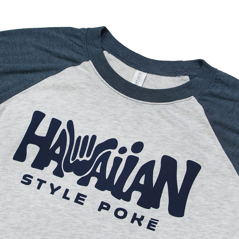 Hawaiian Style Raglan Tee - White | Indigo - LAST CHANCE